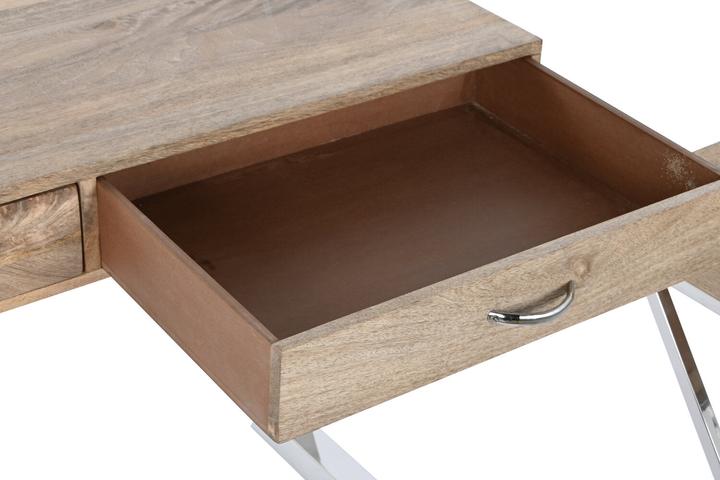 Actual product image Esprit Set of furniture Home Brown Silver Steel Mango wood 110 x 40 x 76 cm (3 Pieces) (110 x 40 x 76 cm)