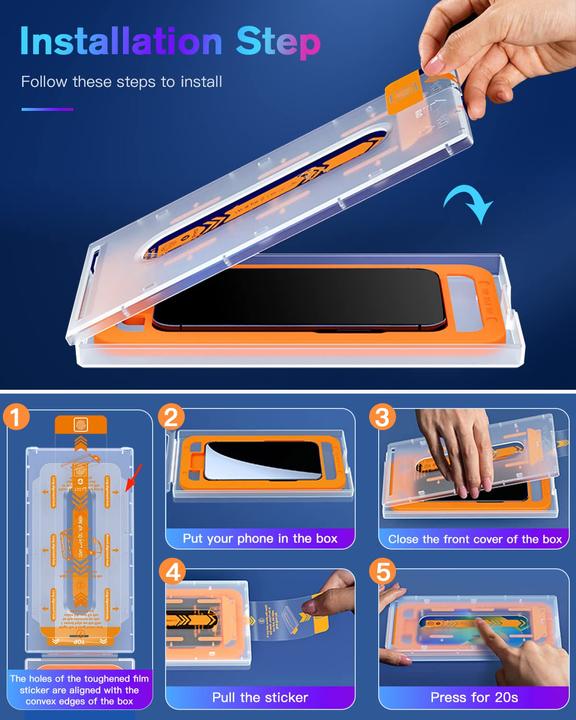 Actual product image PhoneLook Fully protective glass with automatic mounting system against bubbles and dust 3D (1 Piece, Apple iPhone 15 Pro Max)