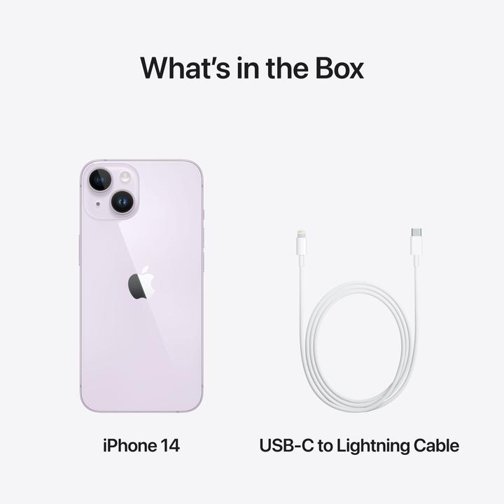 Actual product image Apple iPhone 14 (128 GB, Purple, 6.10", SIM + eSIM, 12 Mpx, 5G)