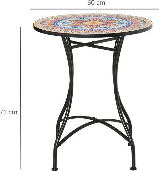 Actual product image Swisshandel24 Garden table mosaic table round bistro table side table with mosaic top ceramic metal red+blue+white