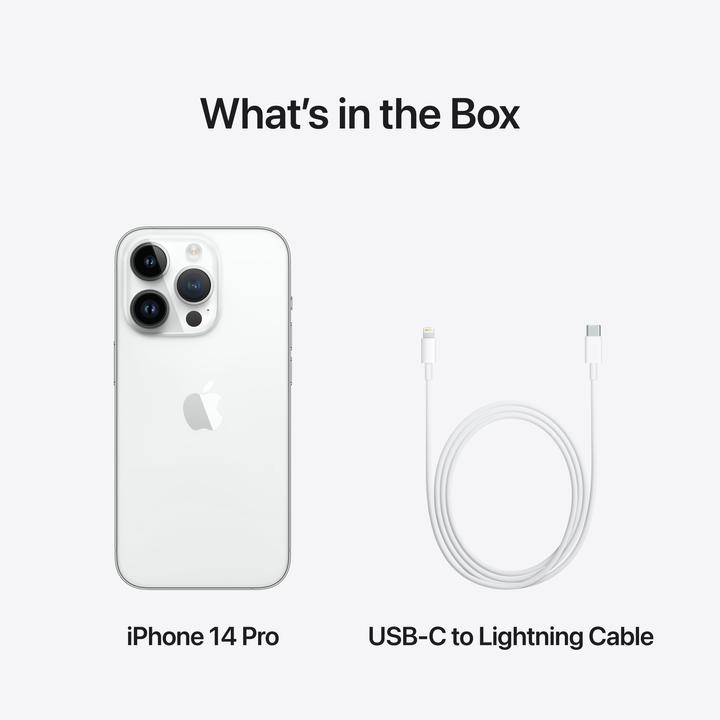 Produktbild Apple iPhone 14 Pro (128 GB, Silver, 6.10", SIM + eSIM, 48 Mpx, 5G)