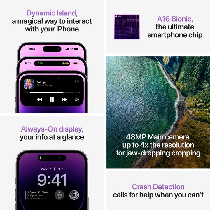 Produktbild Apple iPhone 14 Pro Max (512 GB, Silver, 6.70", SIM + eSIM, 48 Mpx, 5G)