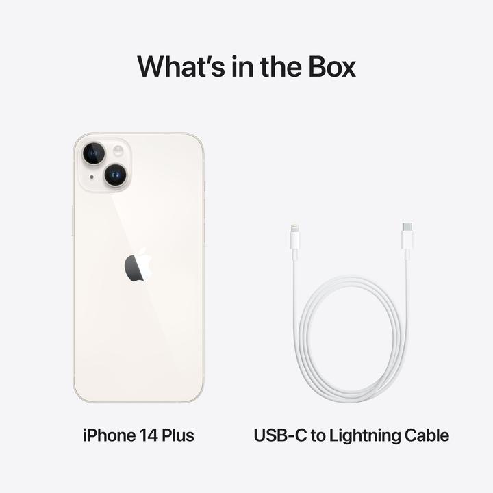 Actual product image Apple iPhone 14 Plus (256 GB, Starlight, 6.70", SIM + eSIM, 12 Mpx, 5G)