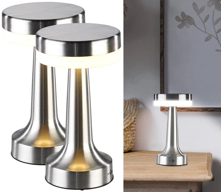 Produktbild Lunartec 2er-Set LED-Akku-Tischleuchte