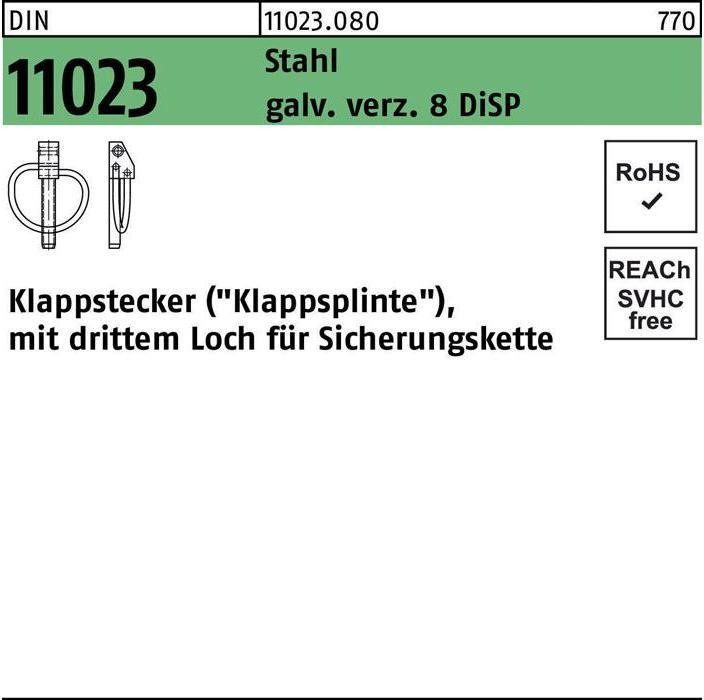 Productafbeelding Linch pin DIN 11023 10 x 45 staal gal Zn 8 DiSP (45 mm)