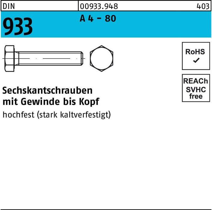 Produktbild Sechskantschraube DIN 933 VG M 24 x 200 A 4 - 80 (1 Schrauben pro Stück)