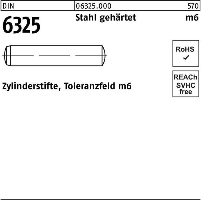 Produktbild Zylinderstift DIN 6325 3 m6 x 6 Stahl gehärtet Toleranz m6 DIN 6325