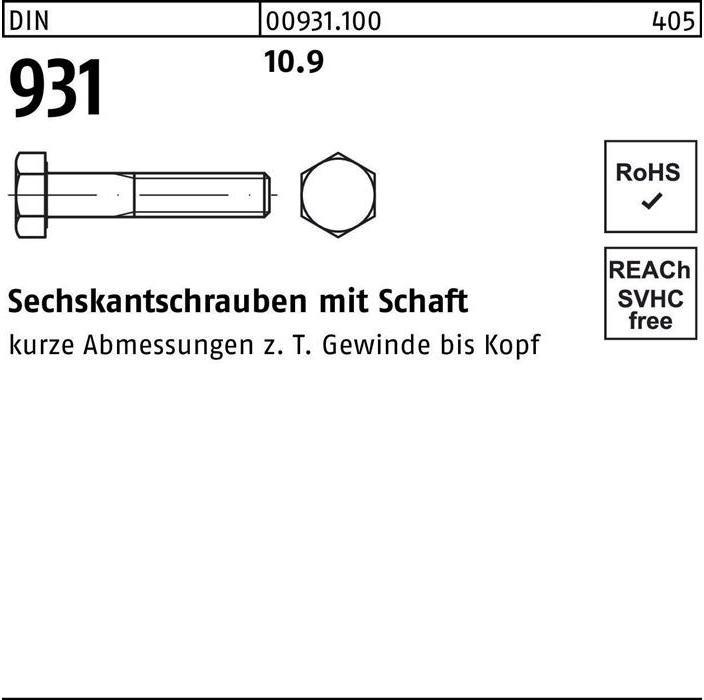Actual product image Reyher Hexagon head screw DIN 931 w.shank M 8 x 130 10.9 (100 Screws per piece)