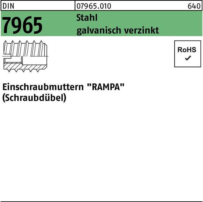 Produktbild Reyher Einschraubmutter DIN 7965 M 4 x 15 Stahl galv. verzinkt (M4)