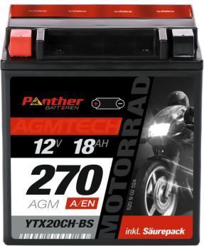 Produktbild Panther Batterien Motorradbatterie AGM YTX20CH-BS 12V 18Ah (12 V, 18 Ah)