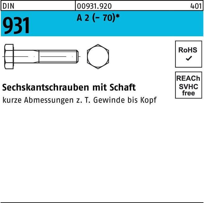 Actual product image Hexagon screw DIN 931/ISO 4014 m.Schaft x230mm (10 Screws per piece)