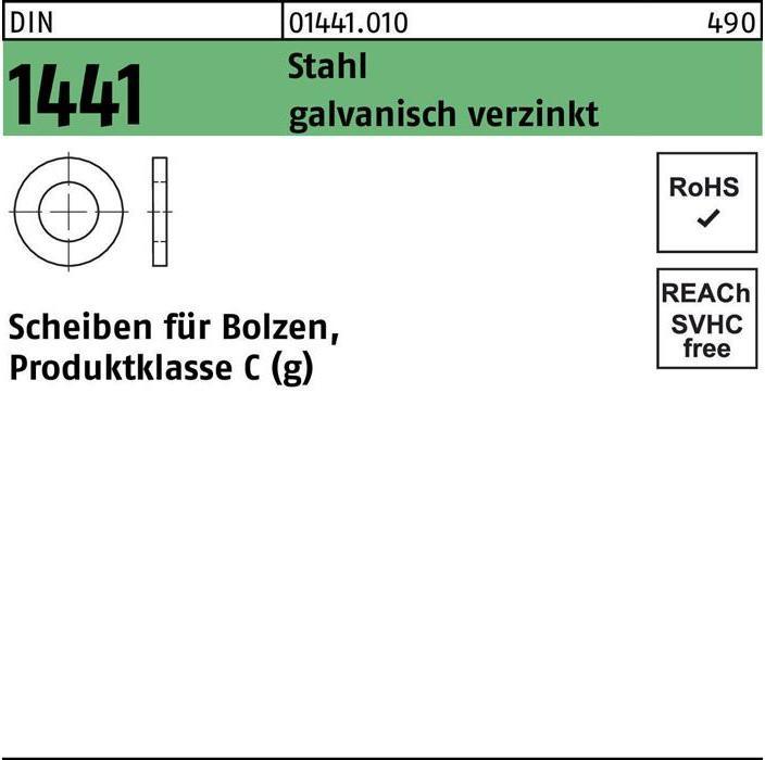 Scheibe DIN 1441 f.Bolzen 15 x 28x 3 Stahl galvanisch verzinkt
