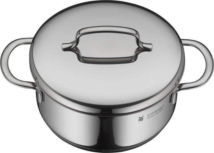 Produktbild WMF Kochtopf Bratentopf Induktion 14cm klein Metalldeckel 0,9l Mini Edelstahl (14 cm, Bräter + Schmortopf, Kochtopf, Edelstahl)