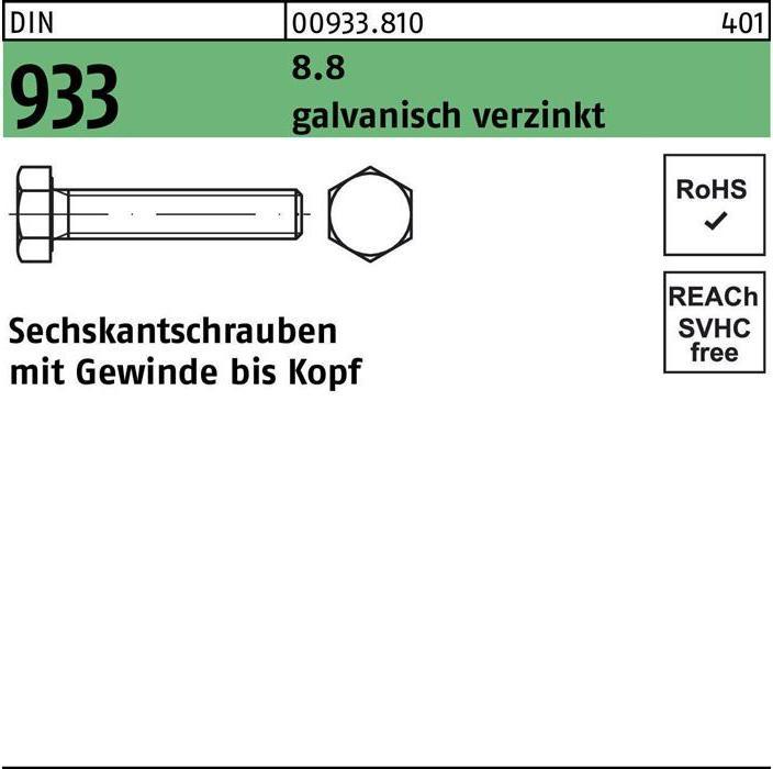 Productafbeelding Zeskantkopschroef DIN 933 VG M 16 x 160 8,8 gegalvaniseerd (25 Schroeven per stuk)