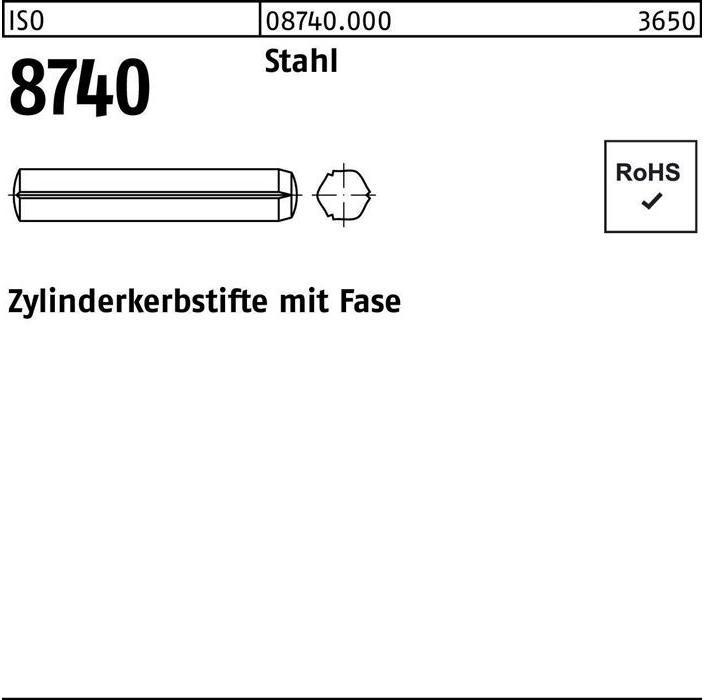 Actual product image Parallel grooved pin ISO 8740 with chamfers 5 x 45 Steel ISO 8740