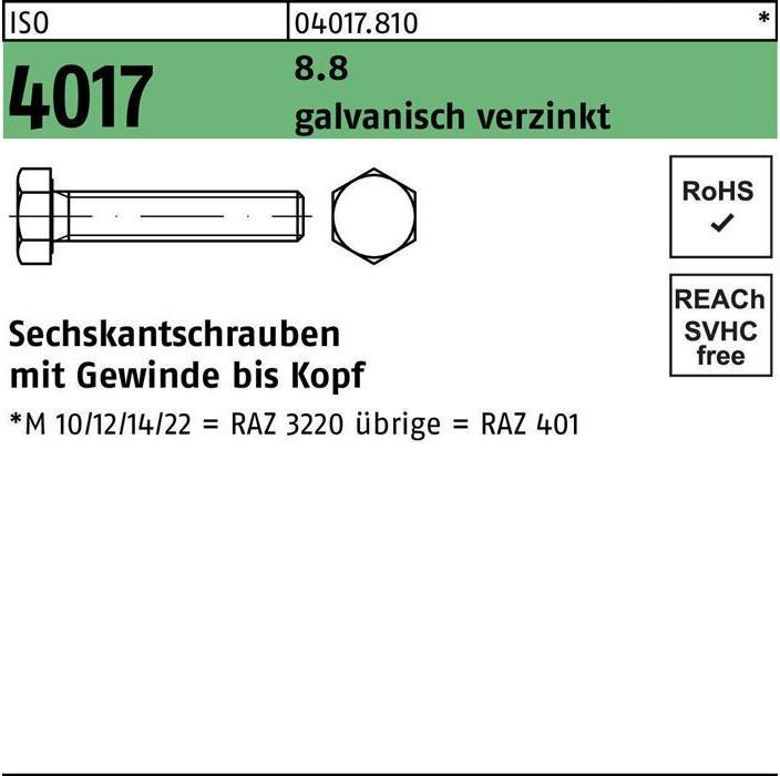 Produktbild Bufab Sechskantschraube ISO 4017 VG M 36 x 150 8.8 galvanisch verzinkt (5 Schrauben pro Stück)