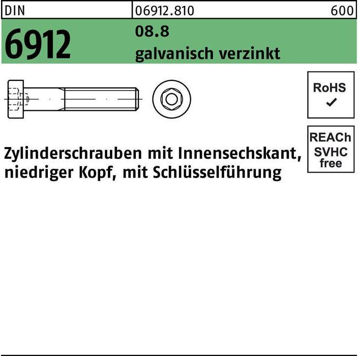 Produktbild Reyher Zylinderschraube DIN 6912 m.Innensechskant M 16 x 70 8.8 galvanisch verzinkt (50 Schrauben pro Stück)