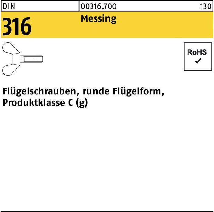 Produktbild Flügelschraube DIN 316 M 5 x 20 Messing (100 Schrauben pro Stück)