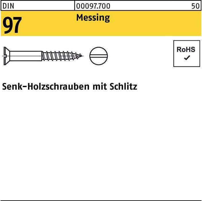 Produktbild Holzschraube DIN 97 Senkkopf Schlitz 3,5 x 20 Messing (200 Schrauben pro Stück)