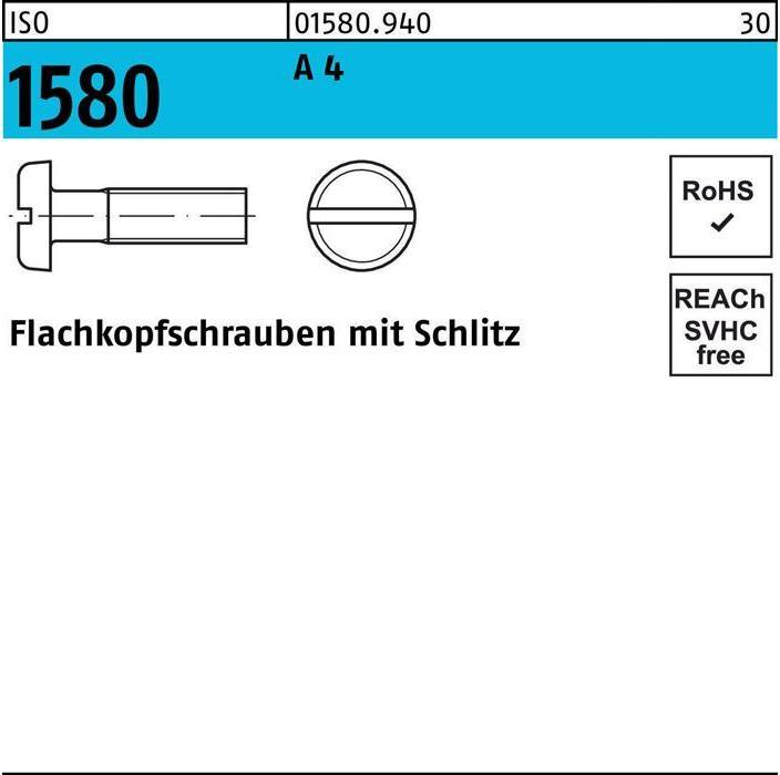 Actual product image Flat head screw ISO 1580 w.slot M 3 x 5 A 4 (1000 Screws per piece)