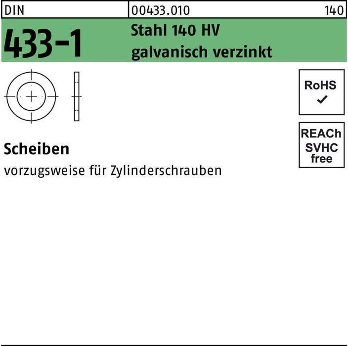 Produktbild Scheibe DIN 433-1 2,7 x 5 x0,5 Stahl 140 HV galvanisch verzinkt