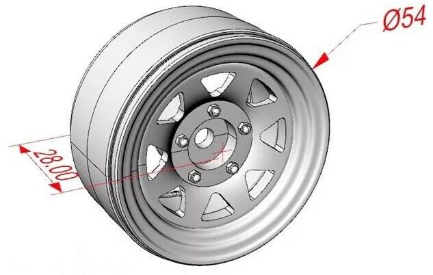 Immagine prodotto Hobbytech Cerchi 1,9" Metal Beadlock Classic 3 Bianco, 4