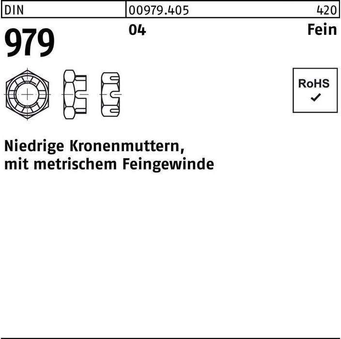 Produktbild Kronenmutter DIN 979 niedrig M 24 x2 Automatenstahl