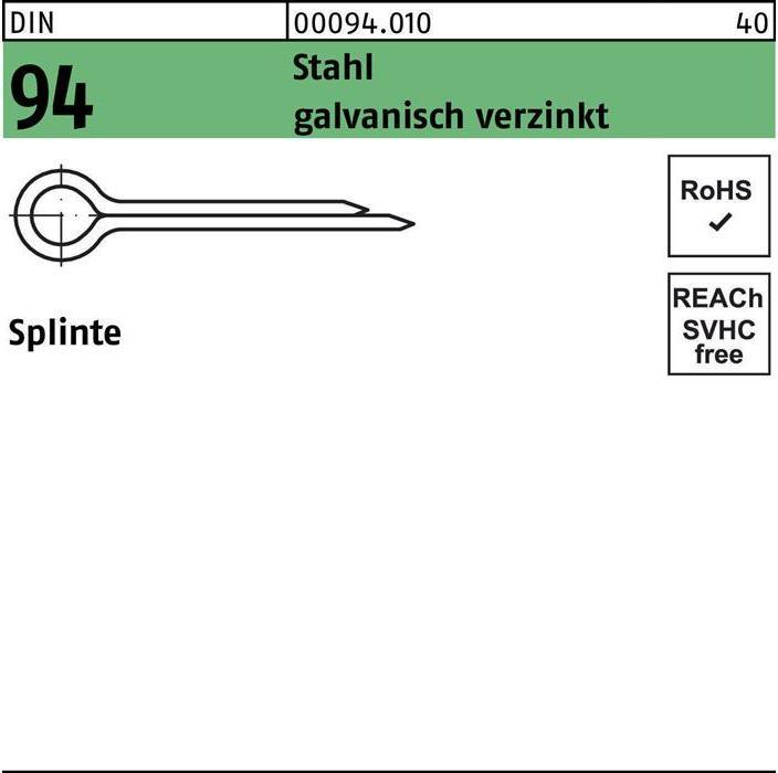 Produktbild Splinte DIN 94/ISO 1234 16 x 250 Stahl galvanisch verzinkt