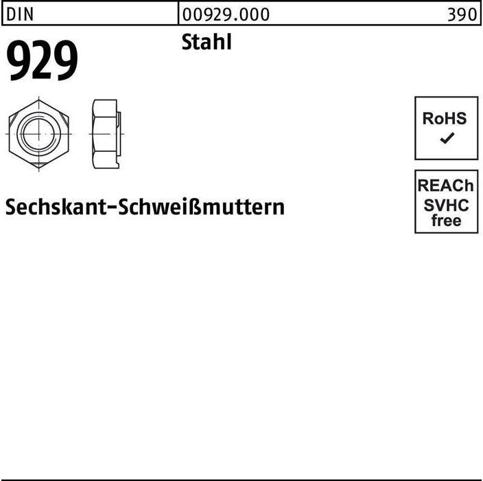 Produktbild Reyher Sechskantanschweissmutter DIN 929 M 8 Stahl