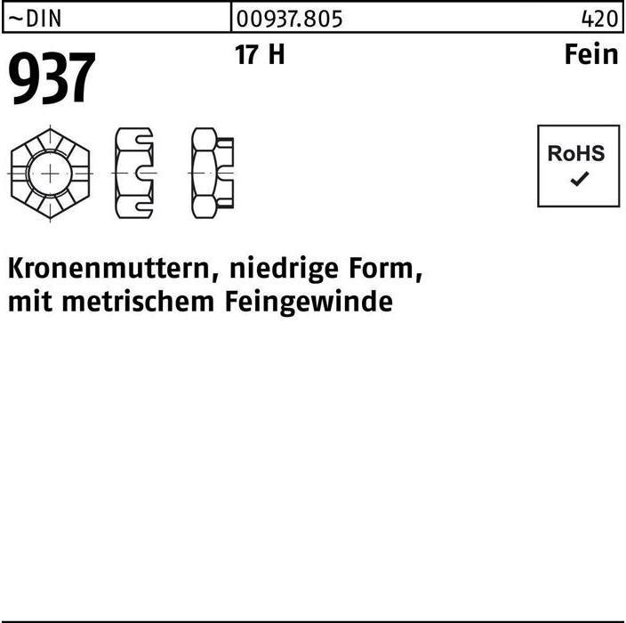 Actual product image Hexagon castle nut DIN 937 low form M 48 x 1,5 17 H w.fine thread