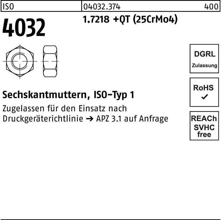 Immagine prodotto Bufab Dado esagonale ISO 4032 M 27 1.7218 +QT (25CrMo4) (M27)