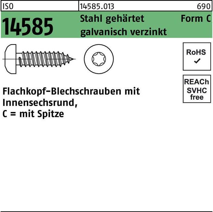 Produktbild Blechschraube ISO 14585 m.Innensechsrund/Spitze 4,2 x 45 -C-T20 Stahl galvanisch verzinkt (500 Schrauben pro Stück)