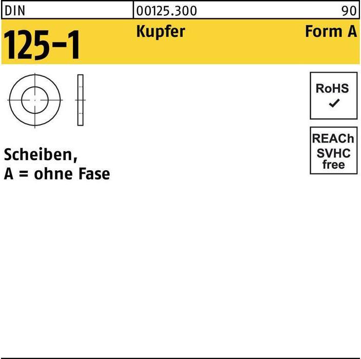 Immagine prodotto Rondella DIN 125-1 Forma A 13 x24 x2,5 Rame