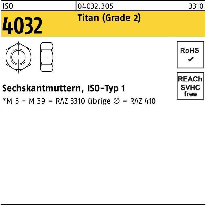 Immagine prodotto Bufab Dado esagonale ISO 4032 M 16 Titanio (grado 2) (M16)