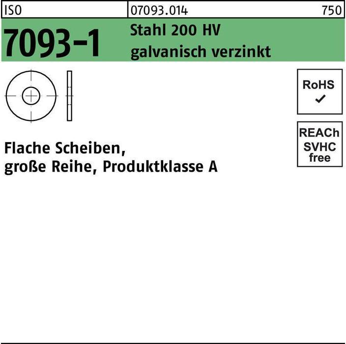 Productafbeelding Sluitring ISO 7093-1 24 Staal 200 HV elektrolytisch verzinkt