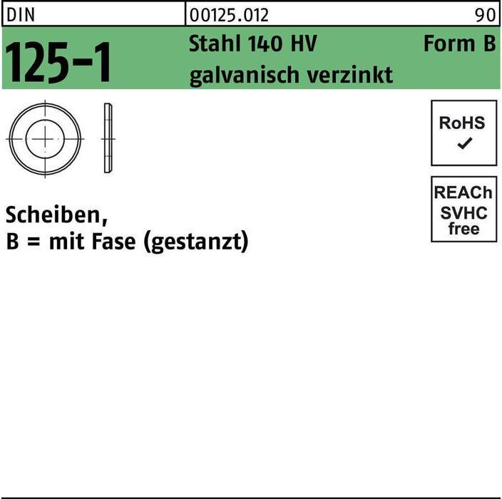 Productafbeelding Ring DIN 125-1 Vorm B 5,3 x 10 x1 Staal 140 HV galv. gegalvaniseerd geponst