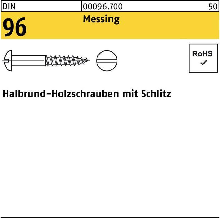 Productafbeelding Houtschroef DIN 96 halfrondkop met gleuf 2.5 x 16 messing (500 Schroeven per stuk)