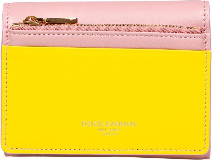 Produktbild Dolce & Gabbana leather wallet with metal dg logo in pink and yellow color