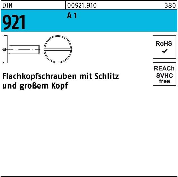 Flat head screw DIN 921 w.slot M 5 x 10 A 1 (100 Screws per piece)