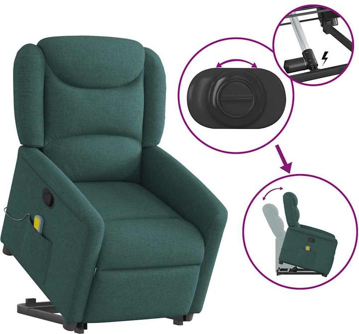 Produktbild VidaXL Massagesessel mit Aufstehhilfe Dunkelgrün Stoff
