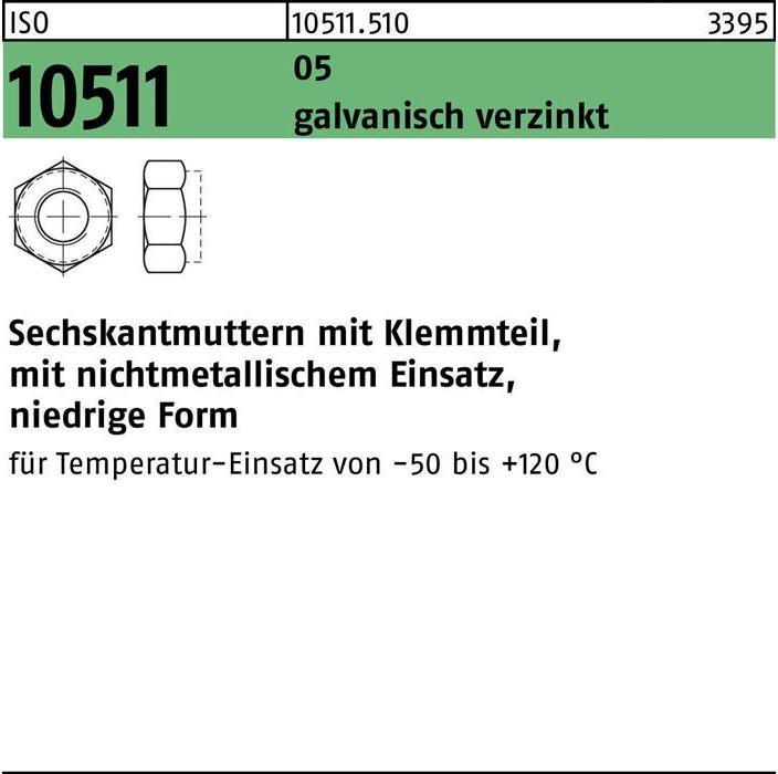 Productafbeelding Zeskantmoer ISO 10511 w.spandeel M 18 5 elektrolytisch verzinkt (M18)