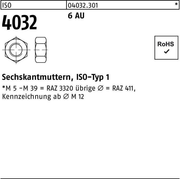 Immagine prodotto Bufab Dado esagonale ISO 4032 M 48 6 Acciaio da taglio libero (M48)