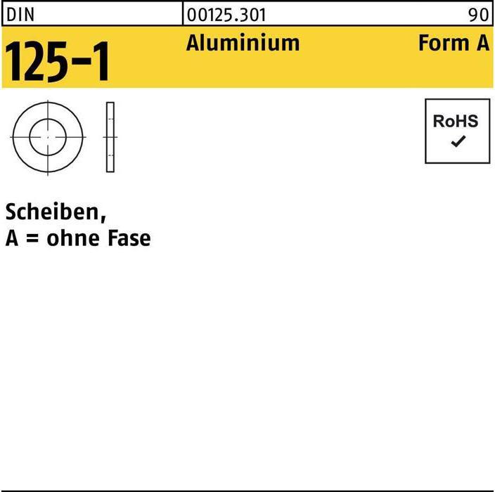 Actual product image Washer DIN 125-1 Form A 4.3 x 9 x0.8 Aluminium