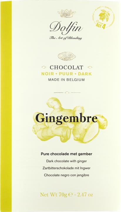 Produktbild Dolfin Zartbitterschokolade mit frischem Ingwer (70 g)