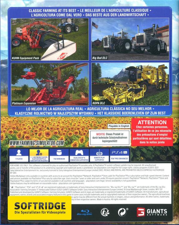 Image du produit Giants Software Farming Simulator 17 - Édition Ambassadeur (PS4, DE, EN, FR, IT)