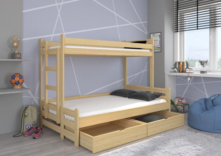 Actual product image ADRK Furniture Bunk Bed Triple with Mattresses BENITO 200x80 (200 x 80 cm)