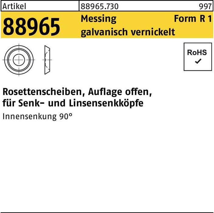 Actual product image Rosette washer R 88965 open 6.0 x10.0 x2.3 Galvanised nickel-plated brass