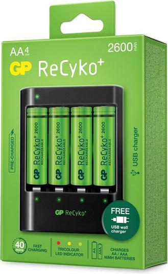 Produktbild GP Batteries ReCyko U421, Wiederaufladbarer Akku, AA, Nickel-Metallhydrid (NiMH), 1,2 V, 4 Stück(e) (4 Stk., AA, 2600 mAh)