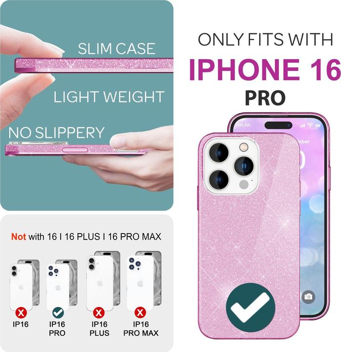 Actual product image Nalia Glitter hybrid cover (Apple iPhone 16 Pro)