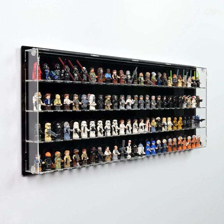Image du produit iDisplayit Présentoir mural en acrylique pour 100 figurines LEGO® (avec fond noir)